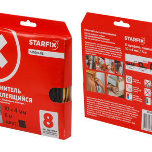 Уплотнитель "E" черный 10х4мм 6м (сдвоенный профиль 2х3м) STARFIX