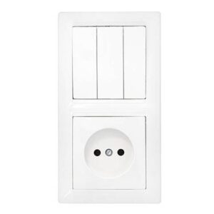 Блок выкл. 3 клав. + розетка (скрытая, б/з) белая, Стиль, Bylectrica