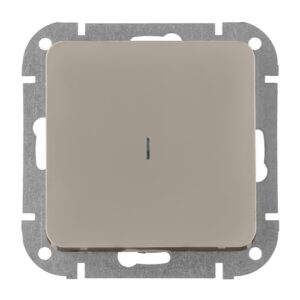 Выключатель 1 клав. (cкрытый, 10А) со световой индикацией, песочный, Astrum, BYLECTRICA
