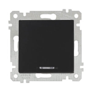 Выключатель 1-клав. (с подсветкой, скрытый, без рамки, винт. зажим) черный, RITA, MUTLUSAN