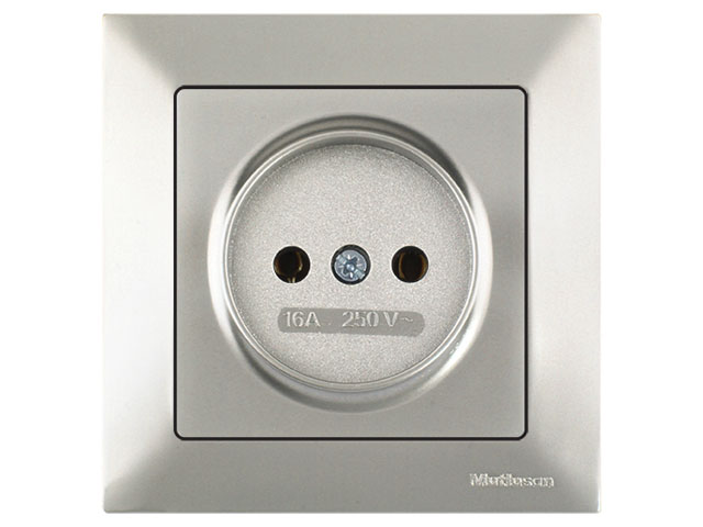Розетка 1-ая (скрытая, б/з) титан, DARIA, MUTLUSAN