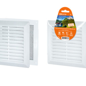 Решетка вентиляционная разъемная с москитной сеткой, наклонные жалюзи, 203х203 TDM