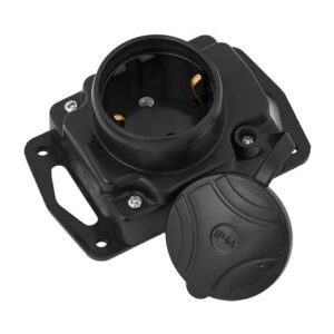 Розетка 1-ая переносная (с/з, 16А, 250В, брызг. защ.) черная, Bylectrica