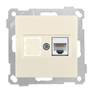 Розетка компьютерная 1xRJ45 (Cat5e, скрытая, без рамки) кремовая, DARIA, MUTLUSAN