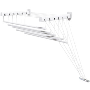 Сушилка для белья стеновая стальная 1,0 м, 6 стержней, белая, PERFECTO LINEA