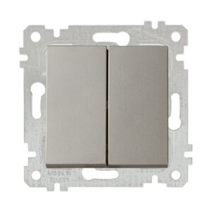 Выключатель 2-клав. (скрытый, без рамки, пруж. зажим) титан, RITA, MUTLUSAN