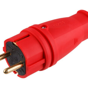 Вилка (с/з, 16А, 250В) каучук, красная Юпитер