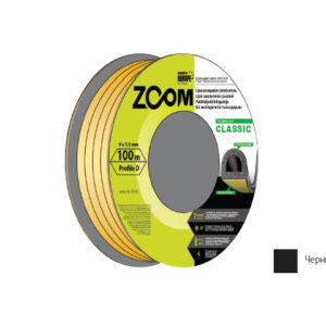 Уплотнитель "D" черный 9x7,5мм сдвоенный профиль (2х50м) ZOOM CLASSIC