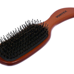 Расческа деревянная, массажная, 23,5х6х3,5 см, "волна", с пласт. зубчиками и натур. щетиной, VORTEX