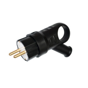 Вилка угловая с ушком (с/з, 16А, 250В) черная, Bylectrica