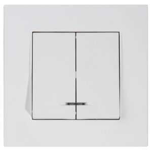 Выключатель 2-клав. (c подсветкой, скрытый, пруж. зажим) белый, RITA, MUTLUSAN