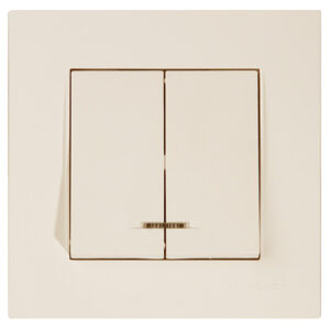 Выключатель 2-клав. (c подсветкой, скрытый, пруж. зажим) кремовый, RITA, MUTLUSAN