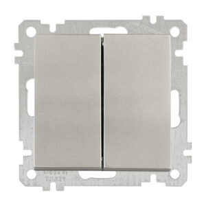 Выключатель 2-клав. (скрытый, без рамки, винт. зажим) титан, DARIA, MUTLUSAN