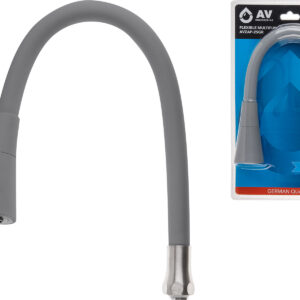 Излив гибкий с двухрежимной лейкой серый для смесителя, AV Engineering