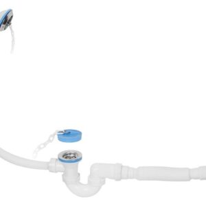 Сифон для ванны U-образный с выпуском  и переливом 70 мм, с гибкой трубой 40х40/50, AV Engineering