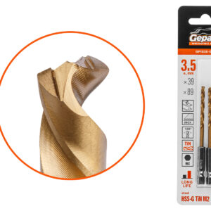 Сверло по металлу шестигр. 3.5х39х89 мм HSS-G TIN, комплект из 2-х шт GEPARD