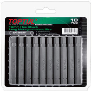 Насадка шестигранник 5мм удлиненн. 75mm 10шт блистер TOPTUL
