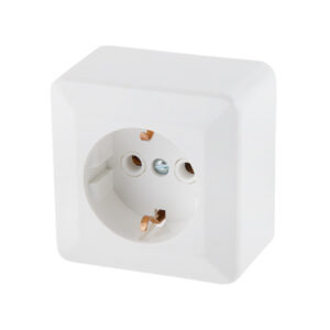 Розетка 1-ая (открытая, с/з) белая, Эконом, Юпитер