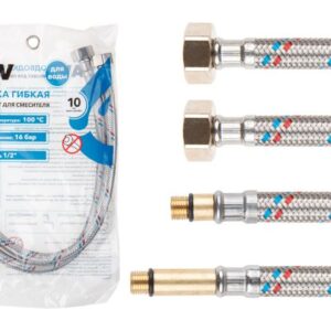 Подводка гибкая, SUS, иголка м10 - гайка 1/2" 60 см (пара) AV Engineering