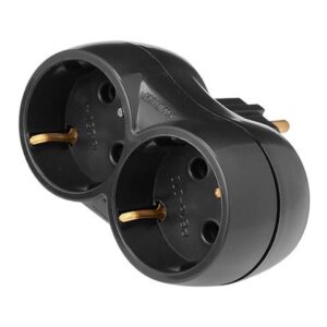 Разветвитель 2-местный (с/з, 16А, 250В) черный, Bylectrica