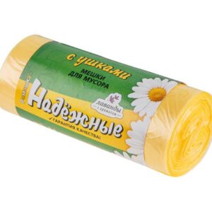 Мешки для мусора с ушками, 35 л, 30 шт, "НАДЕЖНЫЕ", желтые, РОМАШКА
