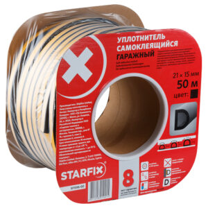 Уплотнитель гаражный "D" черный 21х15мм 50м STARFIX (SF1016-00)