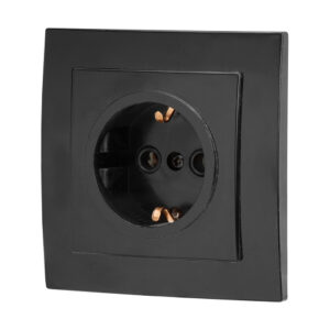 Розетка 1-ая (скрытая, с/з) черная, Стандарт, Юпитер