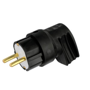 Вилка угловая (с/з, 16А, 250В) черная, Bylectrica