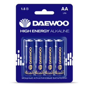 Батарейка AA LR6 1,5V alkaline BL-4шт DAEWOO HIGH ENERGY