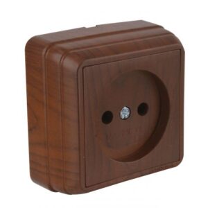 Розетка 1-ая (открытая, б/з) орех, BRON, MUTLUSAN