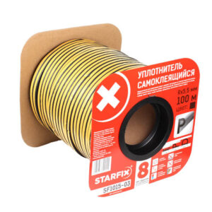 Уплотнитель "P" черный  9х5,5мм 100м (сдвоенный профиль 2х50м) STARFIX