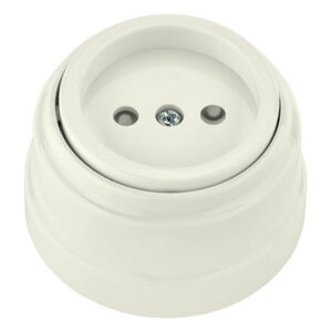 Розетка 1-ая (открытая, б/з, з/ш) бежевая, Ретро, BYLECTRICA