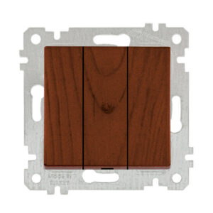 Выключатель 3-клав. (скрытый, без рамки, винт. зажим) орех, RITA, MUTLUSAN
