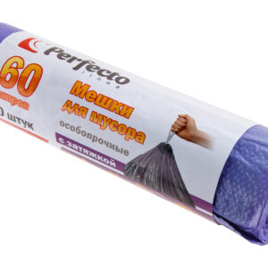 Мешки для мусора особопрочные с затяжкой, 60 л, 10 шт., PERFECTO LINEA