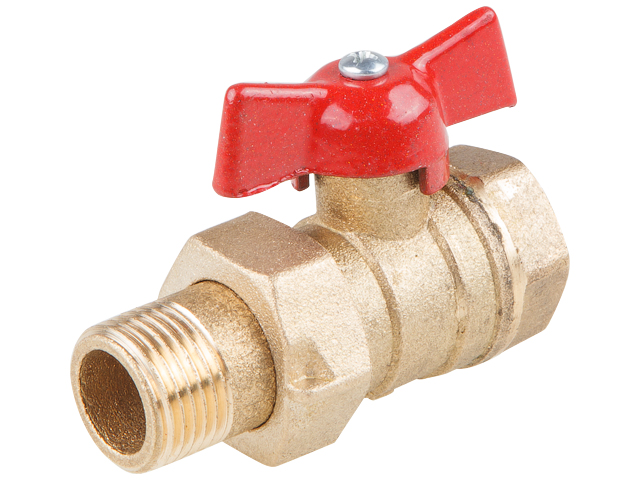 Кран шаровый 1" нар.-вн. бабочка (со сгоном) PN1,6 МПа, 11Б27п9, Цветлит