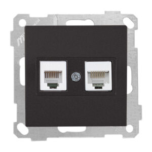 Розетка телефонная + компьютерная (RJ12+Cat5e, скрытая, без рамки) черная, DARIA, MUTLUSAN