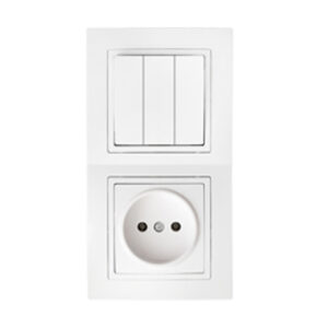 Блок выкл. 3 клав. + розетка (скрытая, б/з) белый, Уют, BYLECTRICA