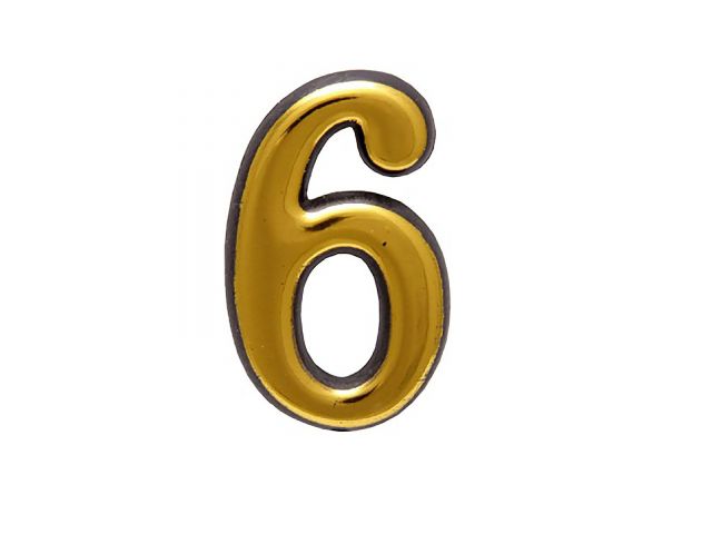Цифра дверная АЛЛЮР пластик "6" золото