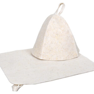 Набор для бани из 2-х предметов (шапка, коврик), белый, Hot Pot