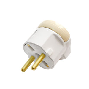 Вилка угловая с откидывающимся ушком (с/з, 16А, 250В) белая, Bylectrica