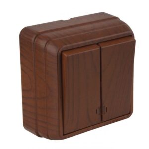 Выключатель 2-клав. (с подсветкой, открытый) орех, BRON, MUTLUSAN