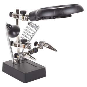 Держатель «Третья рука» с лупой х2.5, подставка под паяльник, LED подсветка REXANT