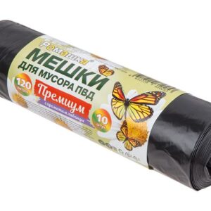 Мешки для мусора, 120 л, 10 шт, "Премиум", черные, РОМАШКА