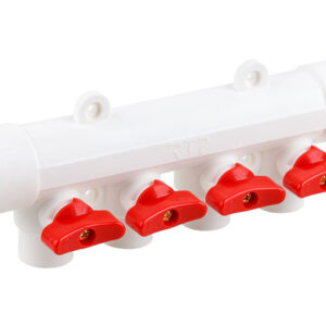 Коллектор с шар. краном красн. PPR 32х20/4,  бел., РТП