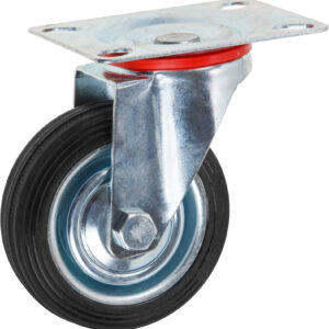 Опора колёсная d-75мм на площадке без фиксатора, резиновая STARFIX