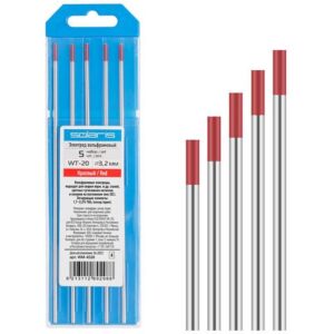 Электрод вольфрамовый красный WT-20, Ф 3,2 мм (набор 5 шт) SOLARIS