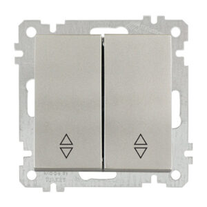 Выключатель проходной 2-клав. (скрытый, без рамки, винт. зажим) титан, DARIA, MUTLUSAN