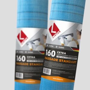 Стеклосетка штукатурная 5х5, 1мх50м, 160, синяя, FASSADE STANDART