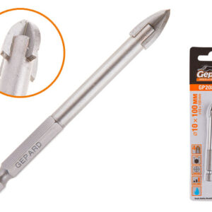 Сверло по кафелю/стеклу 10х100мм четырехкромочное шестигр. GEPARD (GP2081-11)