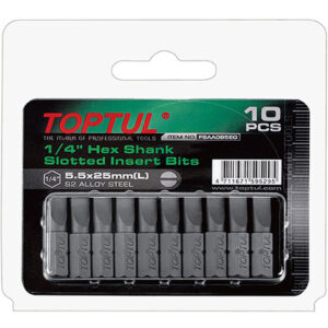 Насадка шлицевая 0,5х4,0х25мм 10шт блистер TOPTUL